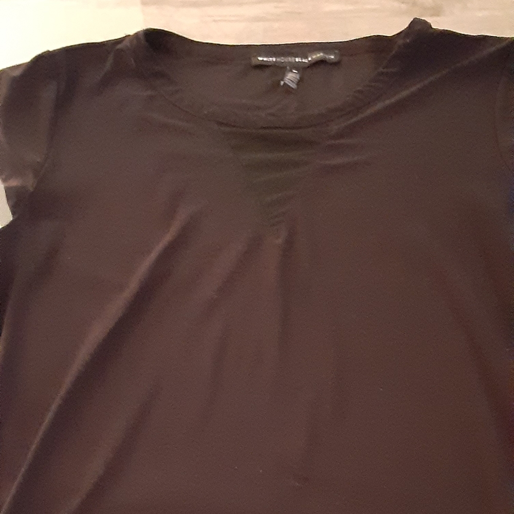 EUC WHBM Black Polyester Mesh Insert Top, Size M